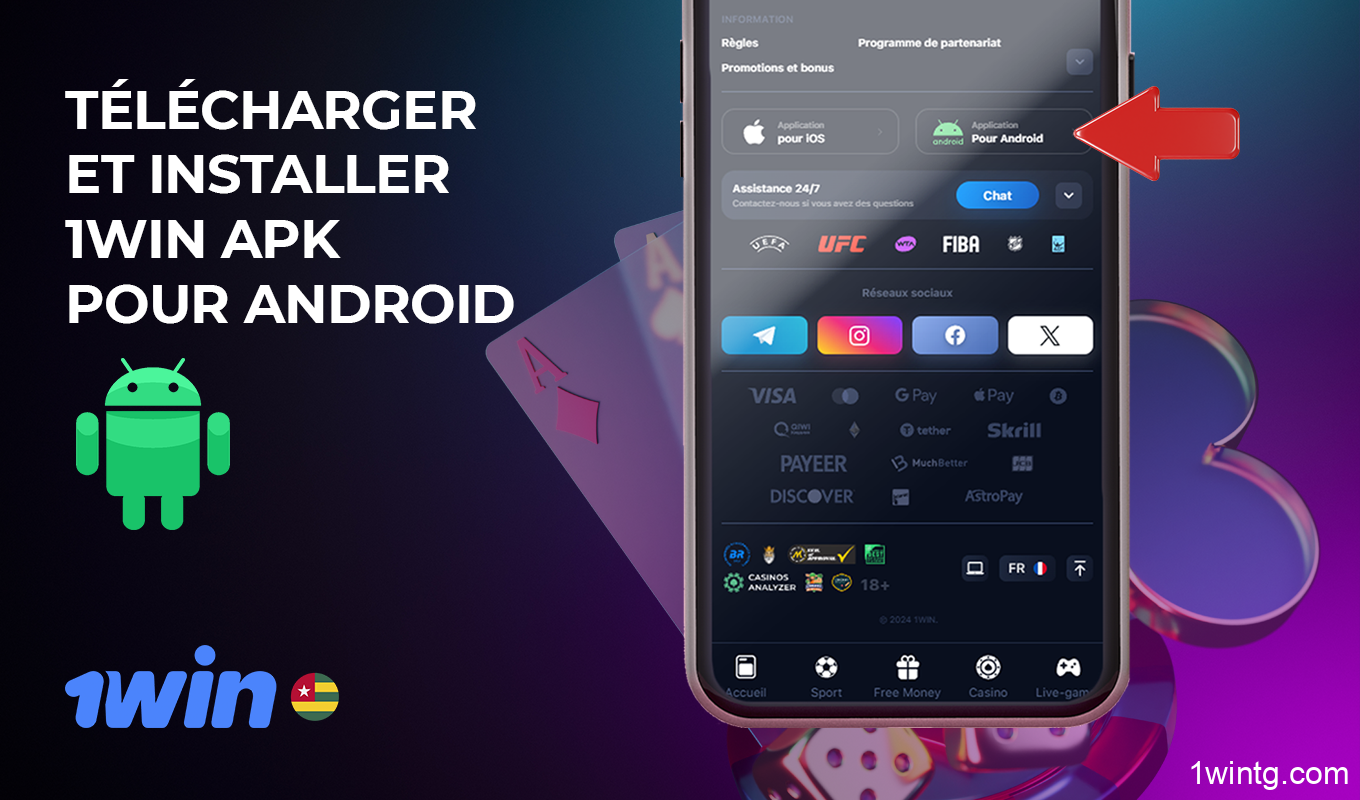 Télécharger l'application mobile 1win Togo sur Android à partir du site officiel de manière totalement gratuite